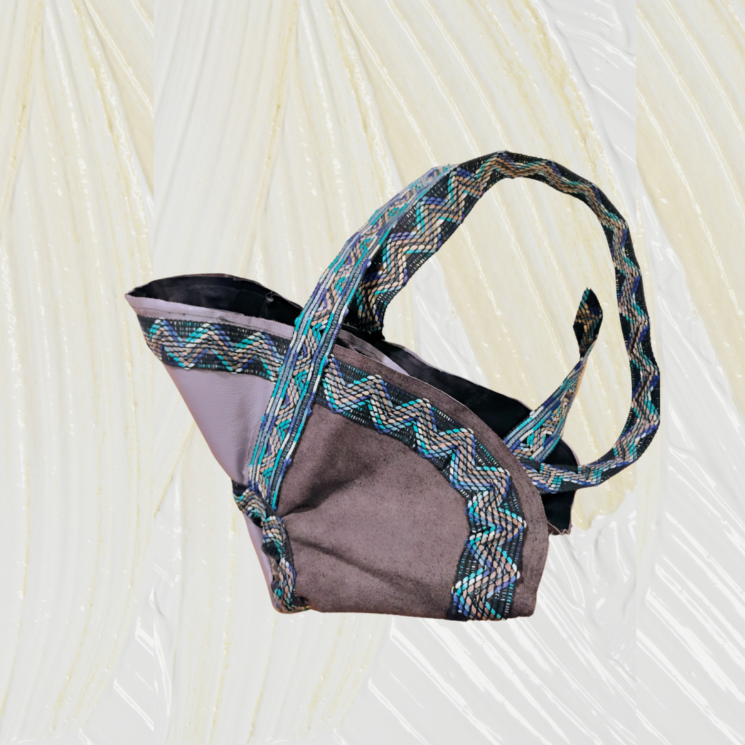 Blue Suede-Leather Fold-out Purse